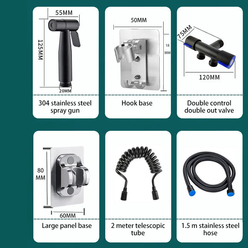 Personal Care Hand Held Spray Portable Bidet Toilet Sprayer Dual Control Angle Valve Stainless Steel Bathroom Accessories Bidets