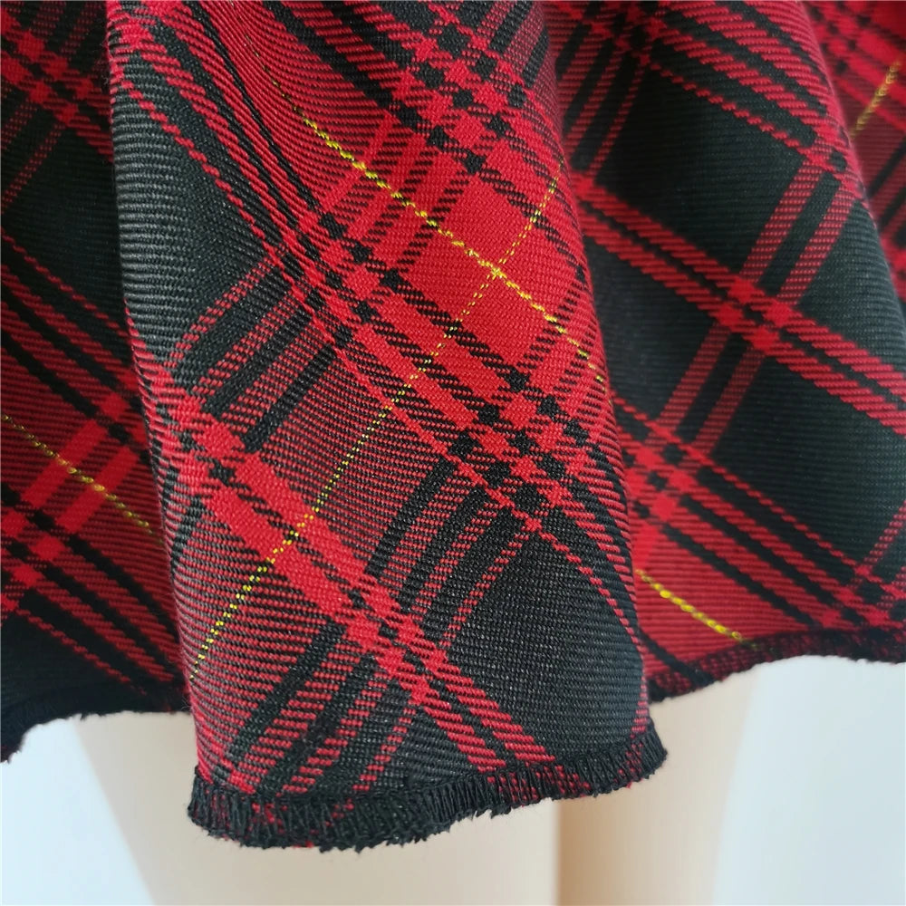 Pink Skirt Japanese College Style Youth Girl Plaid Skirt Female High Waist Slim Lolita Cosplay Y2k Skirt Goth Skirt