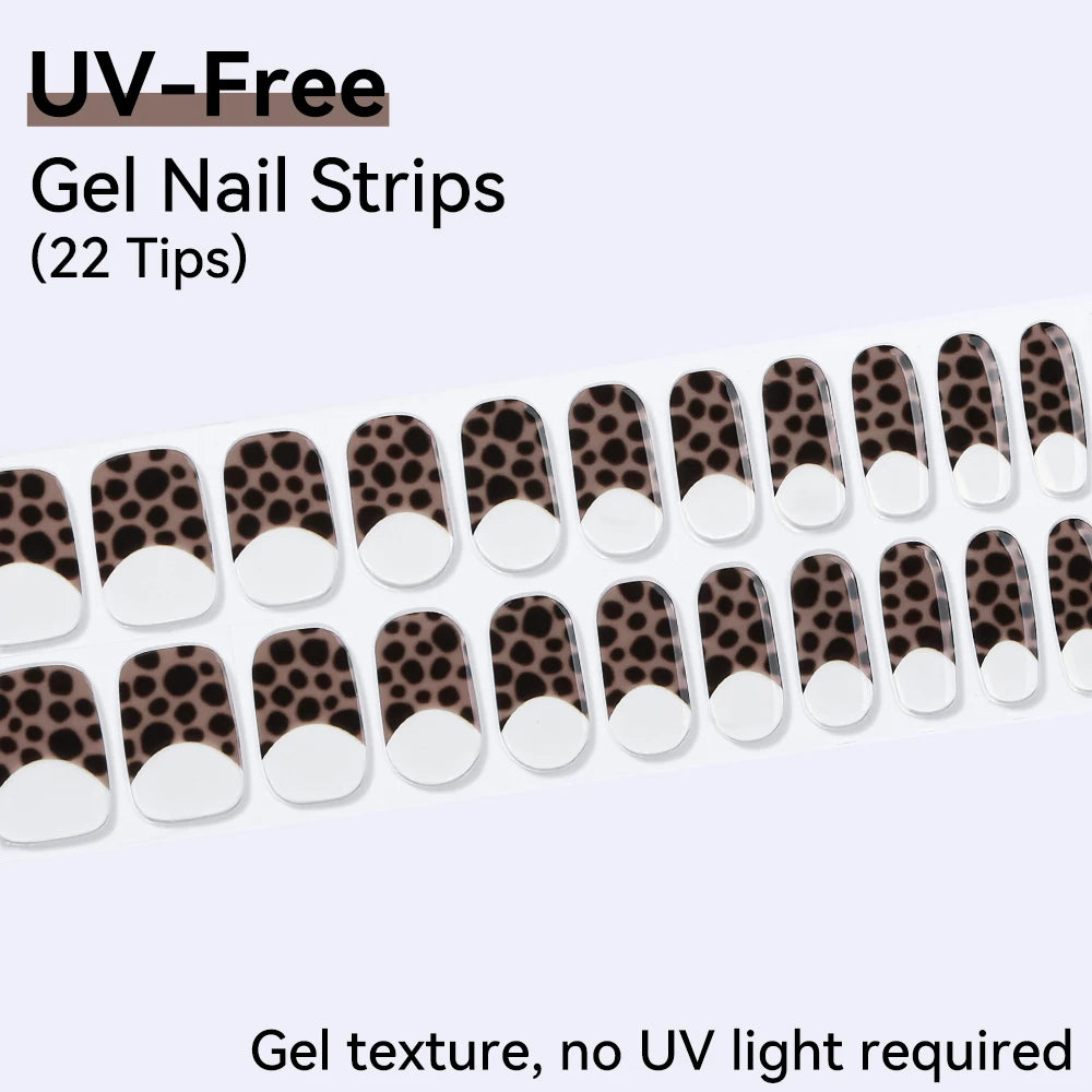 UV FREE Fully Cured Gel Nail Strips 16/22 Tips Self Adhesive Gel Nail Stickers DIY Nail Art Manicure DON'T NEED UV LAMP