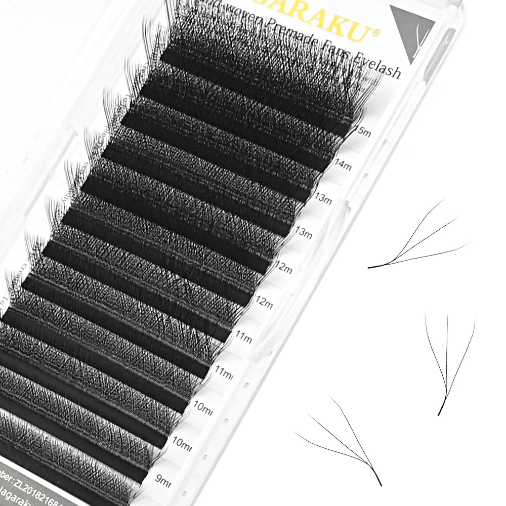 NAGARAKU 3D W Shape Natural Soft Light Hand Woven Fans Automatic Flower False Eyelashes Extensions