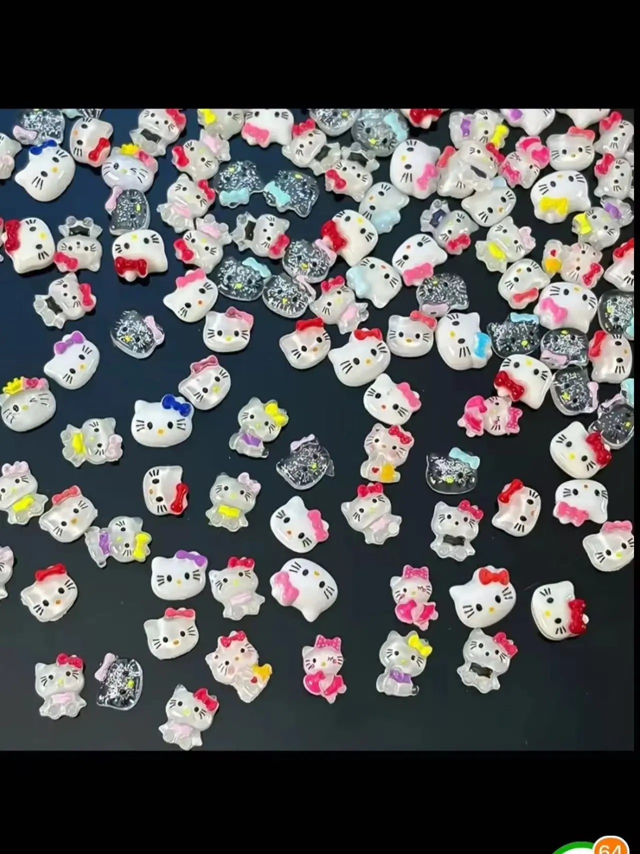 50Pcs Leopard Print Hello Kitty Nail Charms 3D Resin Cartoon Kitty Nail Parts DIY Manicure Decor Accessories