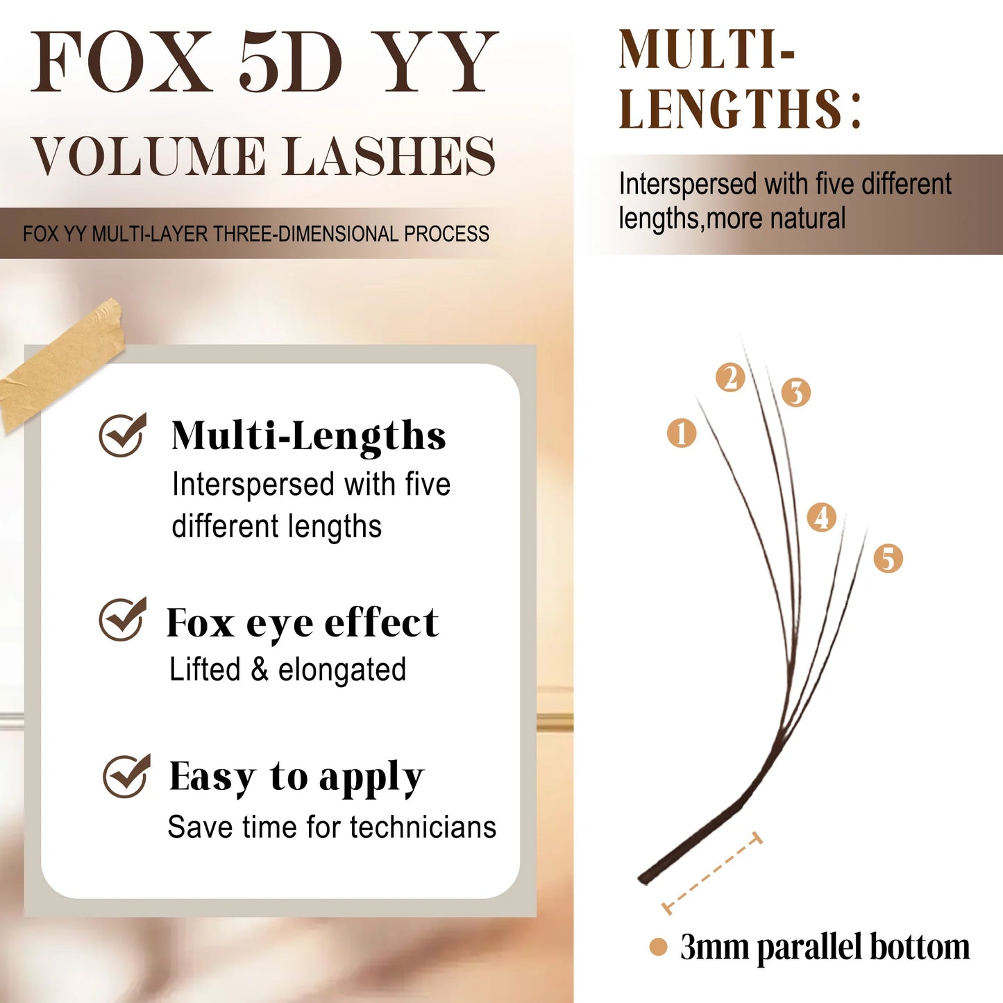 CoMango Luxury Fox Eye Brown Eyelash for Extension 5D Pre-made Lash Bundles 7-14mm Colorful False Eyelash