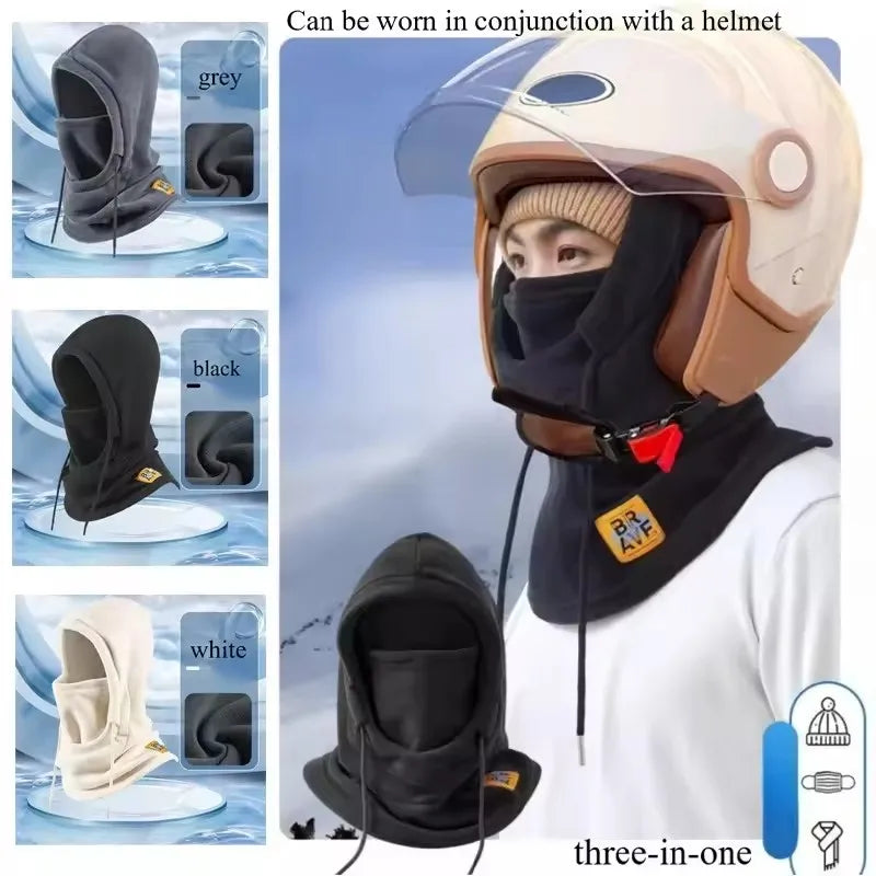 Winter Warm Hat with Mask and Neck Warmer 3-in-1 Windproof Balaclava for Men and Women Masked Hat Cycling Cold Weather Protectio