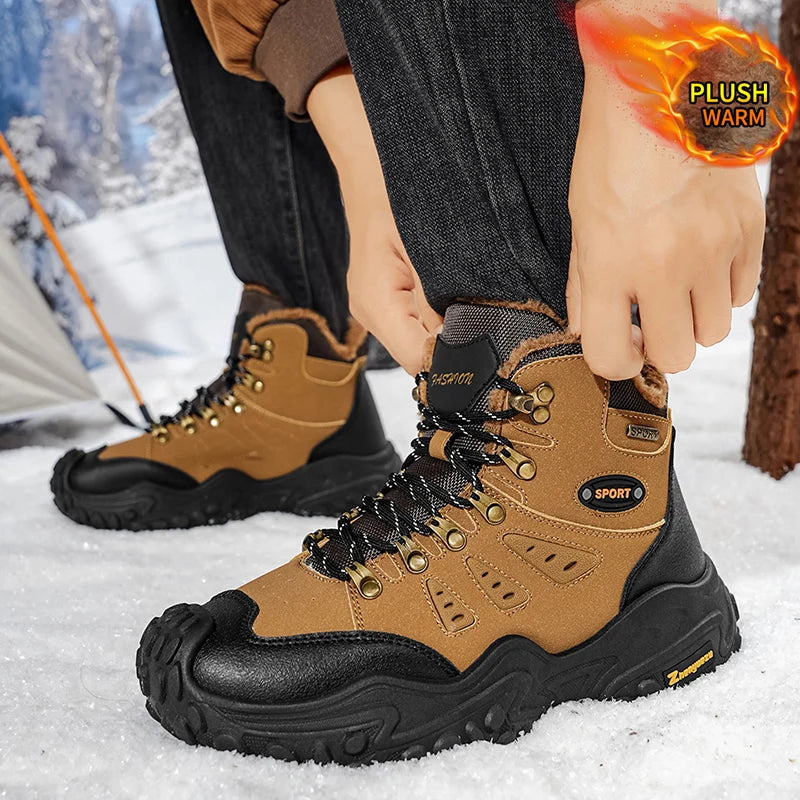 Autumn and Winter Men's Outdoor Sports and Travel Fleece-Lined Warm Snow Boots, Christmas Gifts, Birthday Gifts, Halloween Gifts