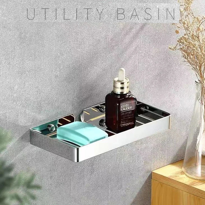 304 Stainless Steel Bathroom Shelf Wall Mounted Soap Sponge Organizer Box Holder Shower Gel Shampoo Storage Rack Accessories