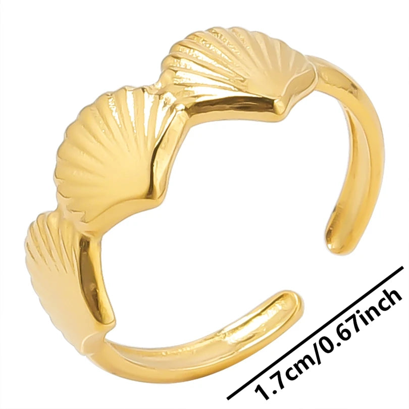 6pcs/lot Wholesale Various Chunky Rings Real Gold Plated Love Abstract DIY Shell Star Sun Bat Shaped Rings Women Jewelry Gifts