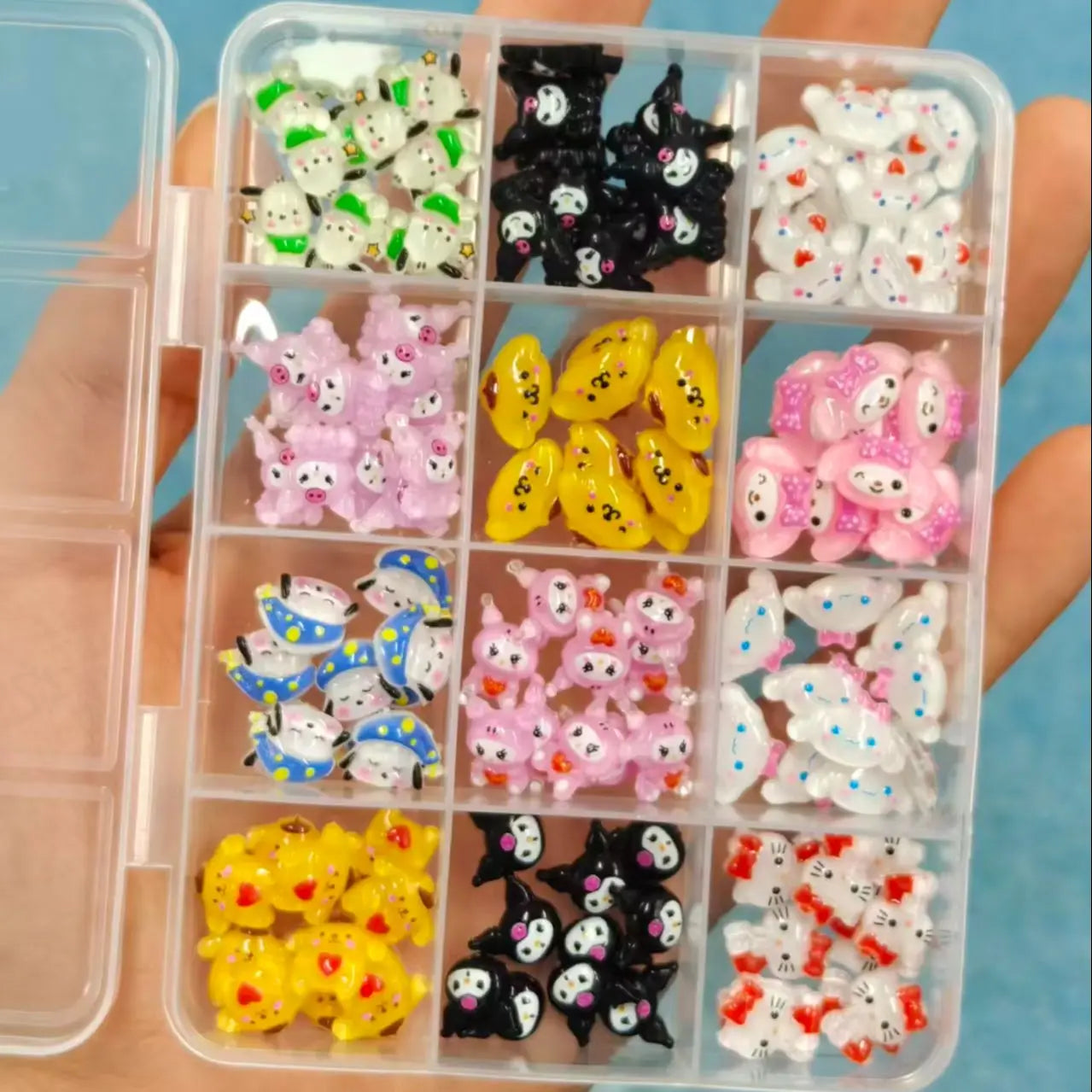50Pcs Leopard Print Hello Kitty Nail Charms 3D Resin Cartoon Kitty Nail Parts DIY Manicure Decor Accessories