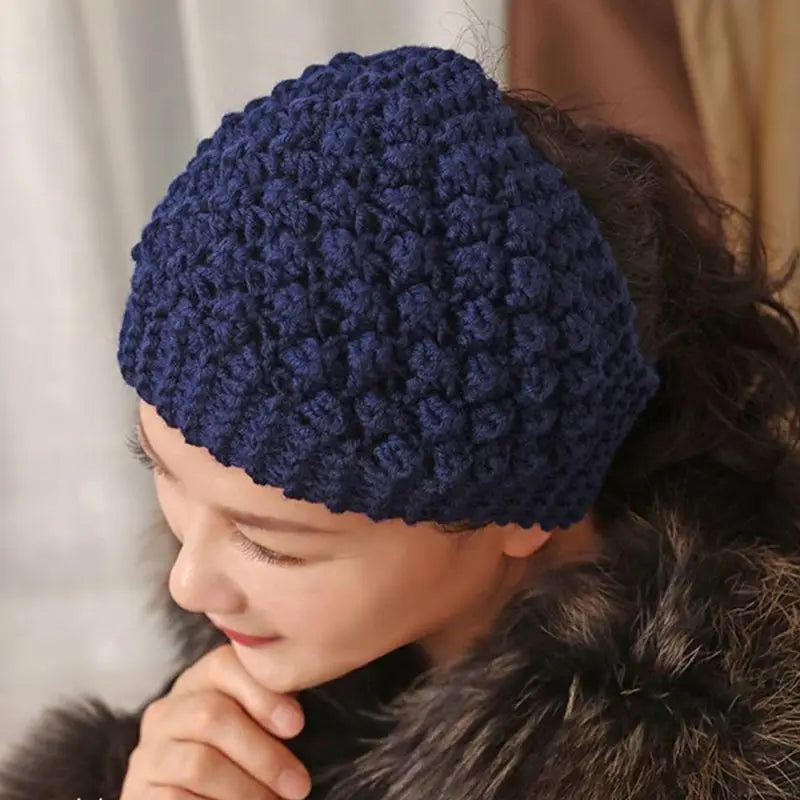 Autumn and Winter New Knitted Wool Headgear Women's Warm Ear Protectors Wool Cap Wide Headband Headband Hair Accessories