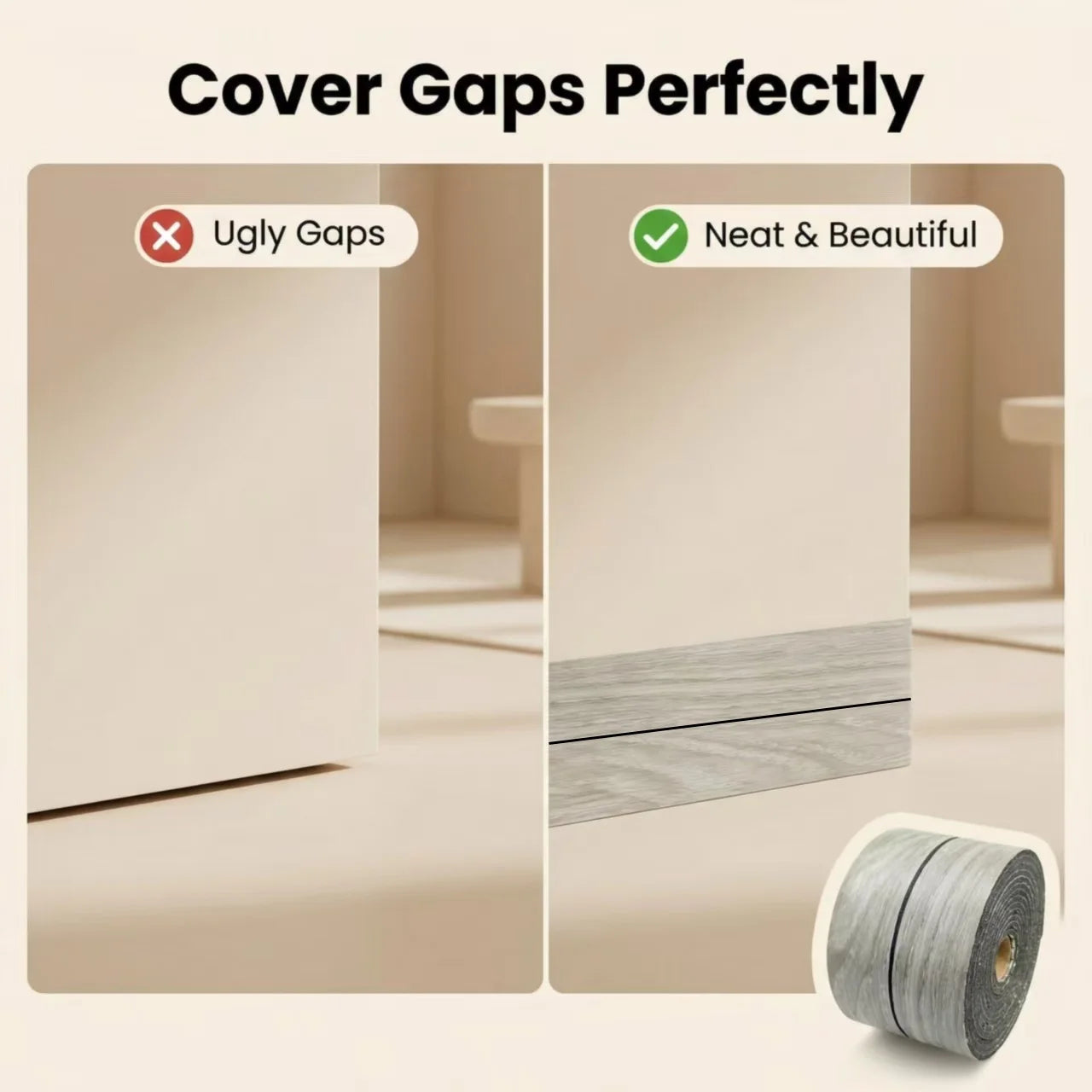 1 Roll 8cm High,Thickened Wood Grain Skirting Board,PVC Door and Window Frame Edge Decoration,Self-adhesive Thickened Threshold