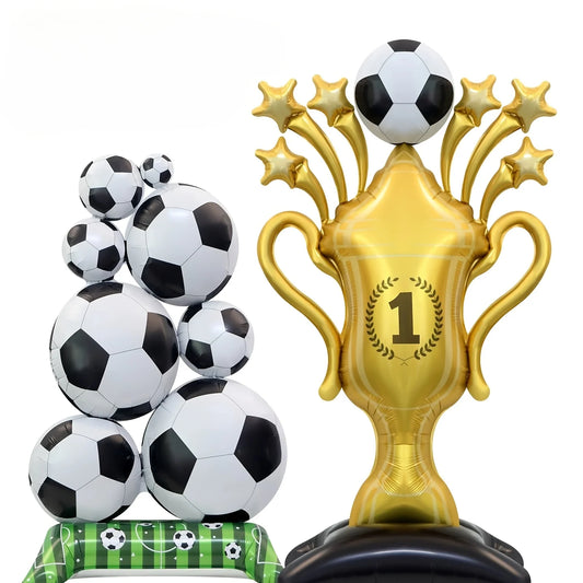 Soccer-Themed Trophy Balloon Gold Trophy Balloon with “1” and Star Accents Ideal School Soccer Tournaments and Athletic Awards