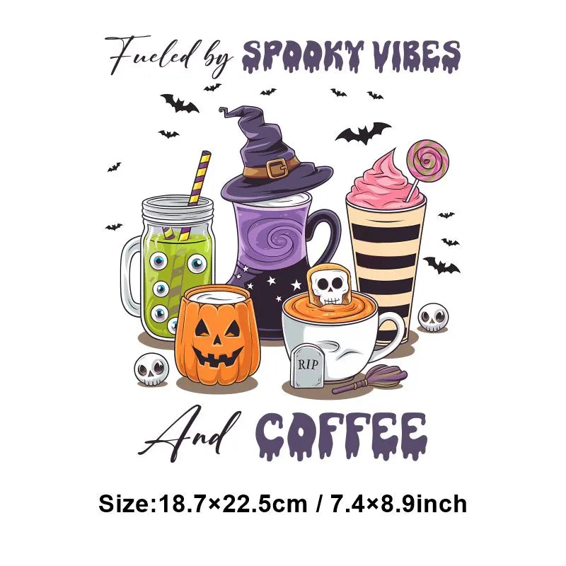 "Halloween is a Life Style"Patch Stickers Iron On Transfers for Clothing Iron Halloween Ghosts Stickers Fusible Applique Badge