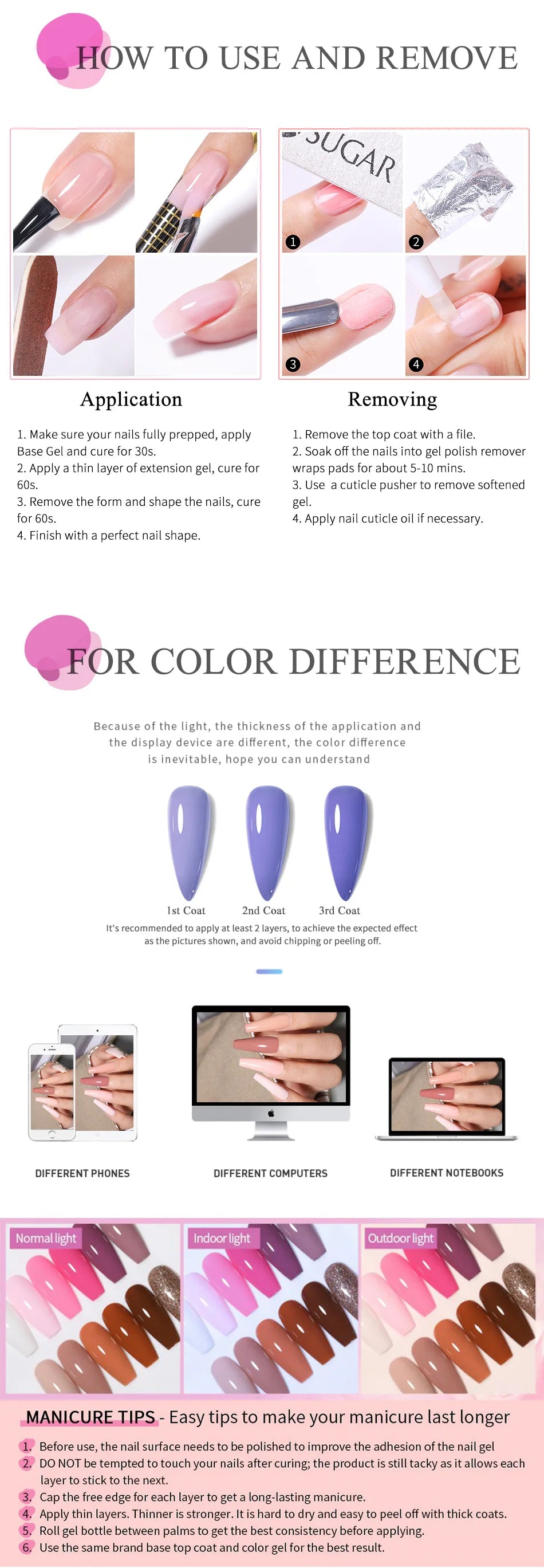 UR SUGAR 150g Soft Pink Quick Builder Nail Gel 6 IN 1 Acrygel For Nails Extension Constuction Self Leveling Soak Off UV LED Gel