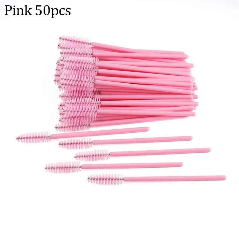 50pcs Eyelash Brushes Reusable Mascara Wands Applicator Spoolers for False EyeLashes Extension Women Lashes Cosmetic Supplies