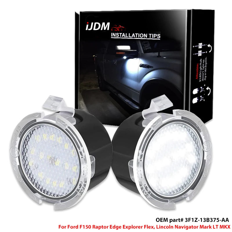 2pcs LED Side Under Mirror Puddle Light For Ford Focus C-Max Kuga Mondeo Fusion Ranger Expedition F-150 Edge S-Max