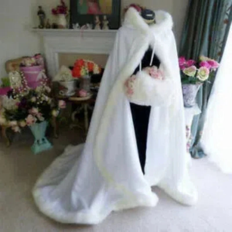 Winter Artificial Fur Cloak Wedding Party Hooded Bride Jacket/Shawl Wedding Accessories