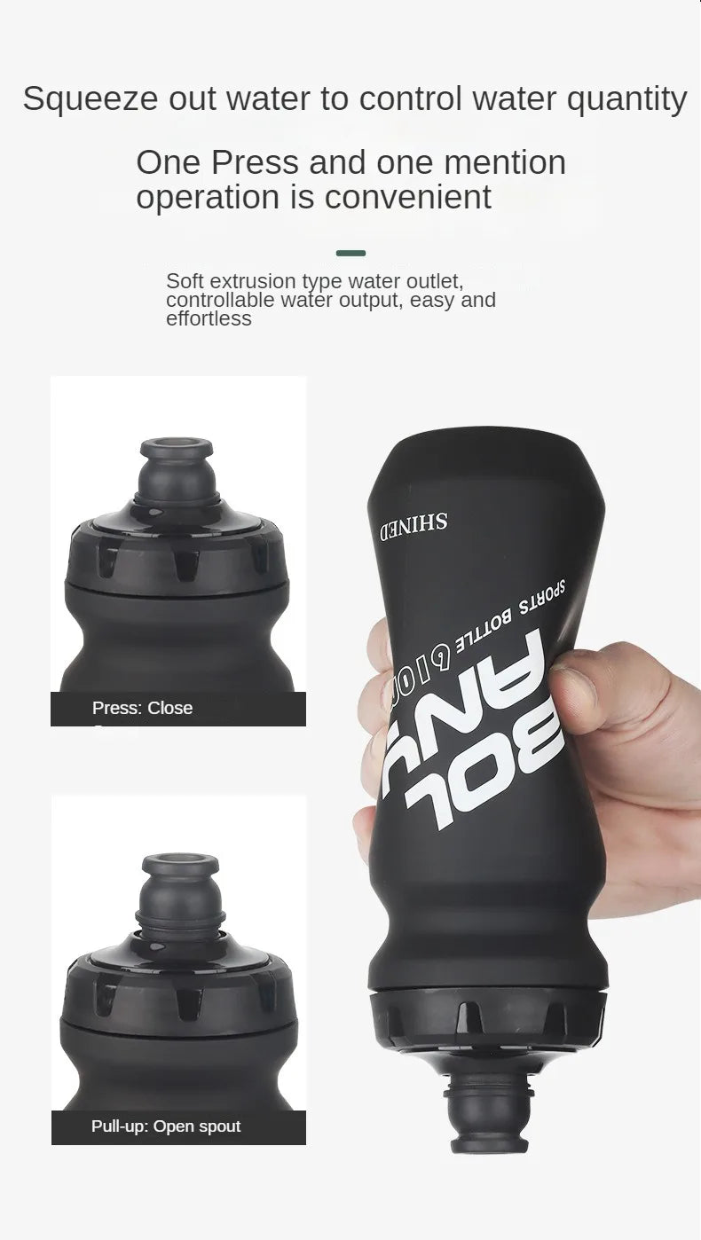 610ML Sports Water Bottle Rubber Paint Plastic Squeeze Bottle for Bicycles Portable Outdoor Cycling Kettle