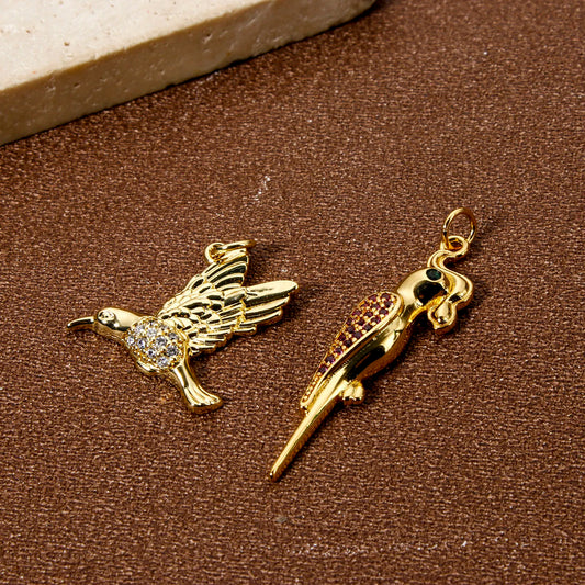 1 PC Bird Micro Pave Brass Charms 18K Gold Plated Color Bird Animal Delicate Pendants For DIY Jewelry Making Necklace Findings