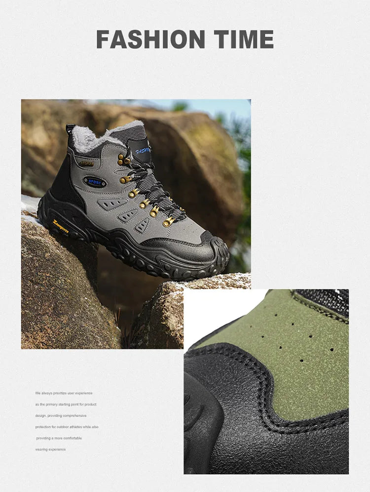 Autumn and Winter Men's Outdoor Sports and Travel Fleece-Lined Warm Snow Boots, Christmas Gifts, Birthday Gifts, Halloween Gifts