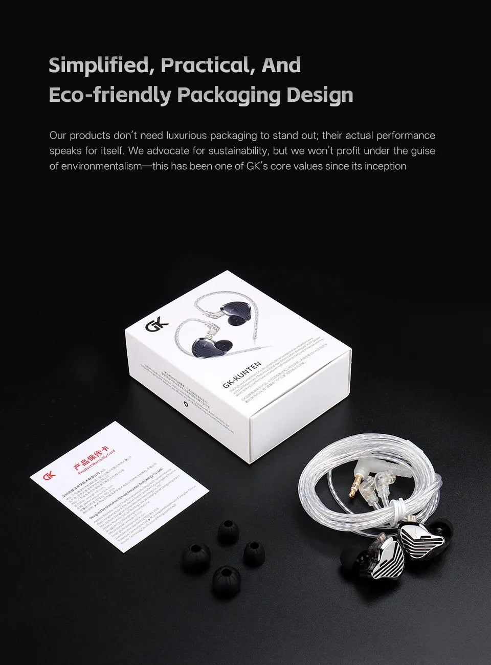 GK KUNTEN Metal Earphone HiFi In-Ear Earbuds 2pin 3.5mm Removable Cable With Microphone Type-c For Music Game KZ