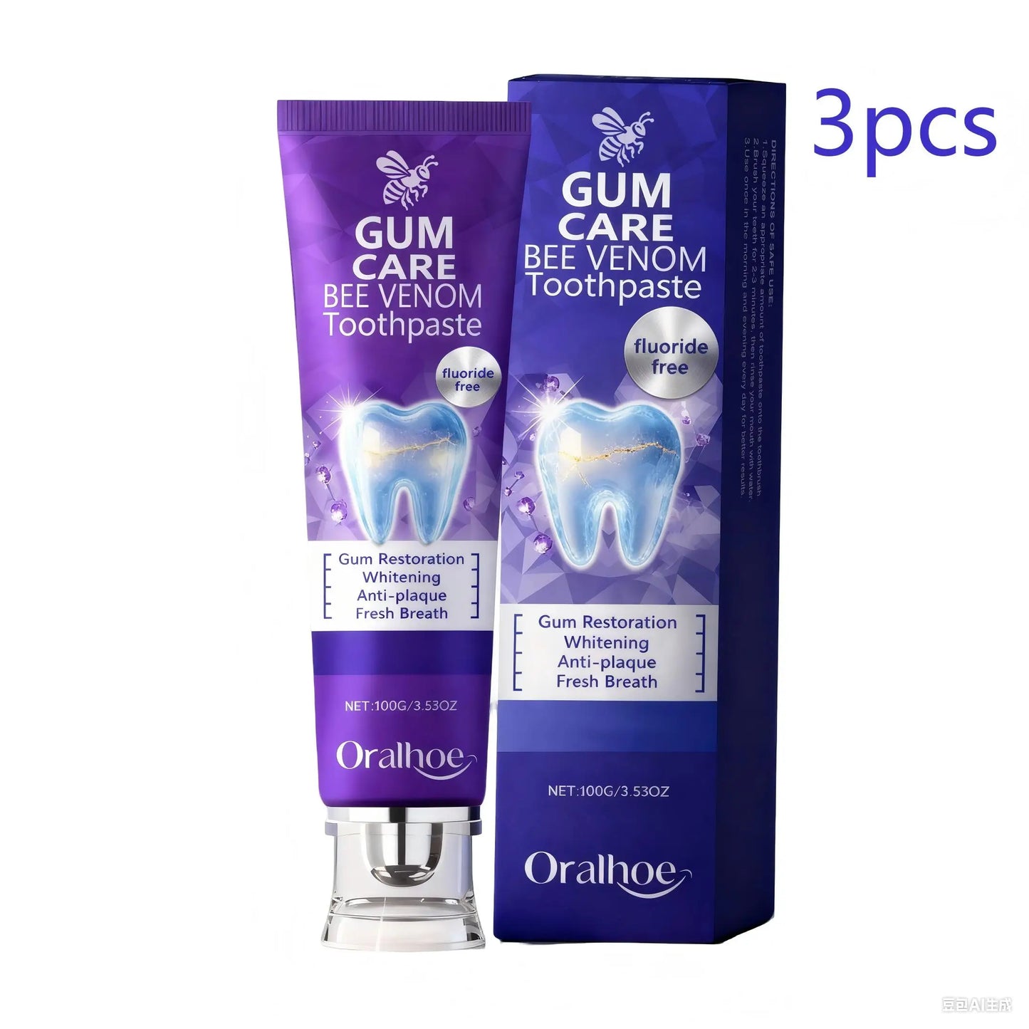 Oralhoe Bee Venom Toothpaste Gum Care Remove Teeth Stains Gum Restoration Dental Plaque Remover for Teeth Whitening Toothpaste
