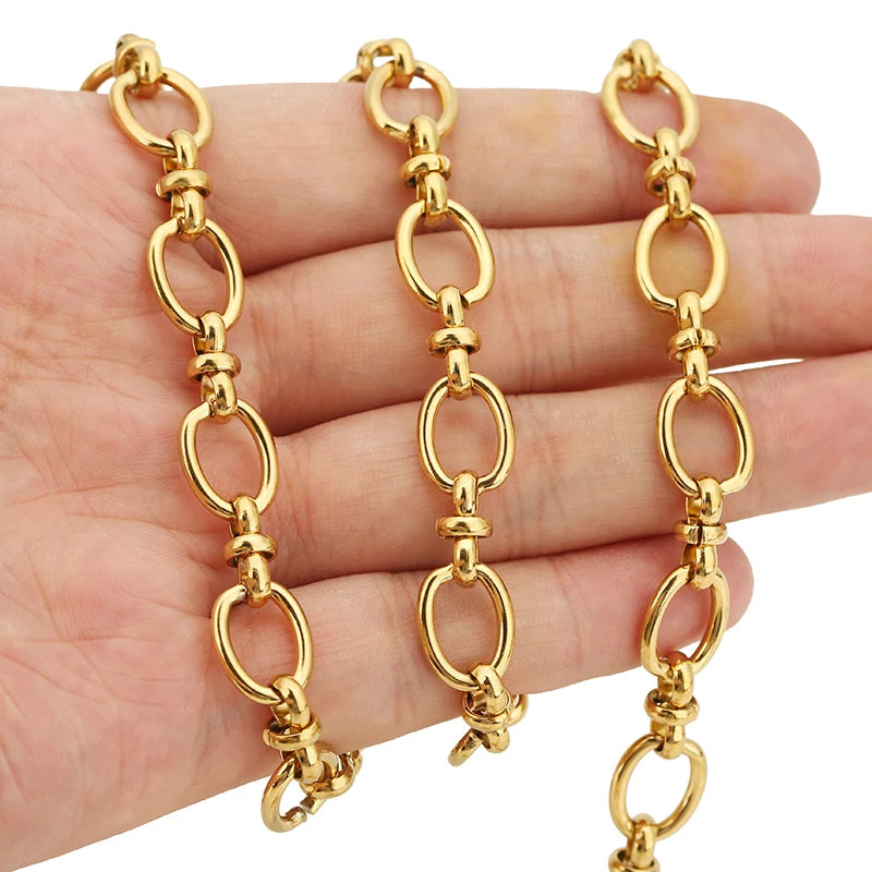 1 Meter Stainless Steel Large Heavy Chunky Hip Hop Punk Link Gold Color Chains DIY Jewelry Materials Handmade Necklace Bracelets