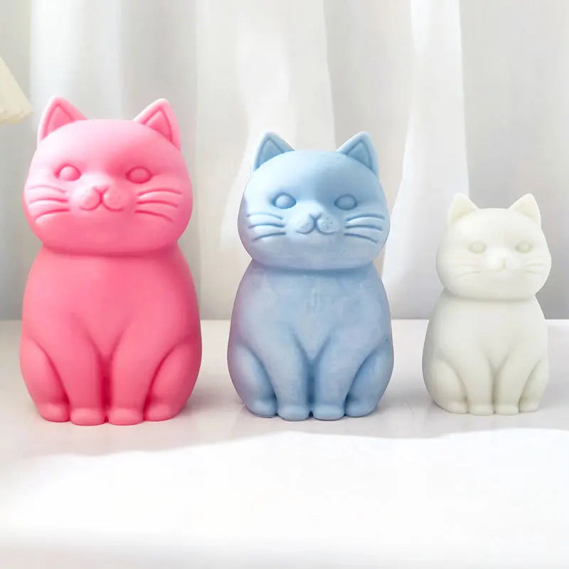 Sitting Cat Silicone Mold Handmade Soap Candle Making Supplies DIY Kitten Candle Soap Plaster Crafts Resin Concrete Mold