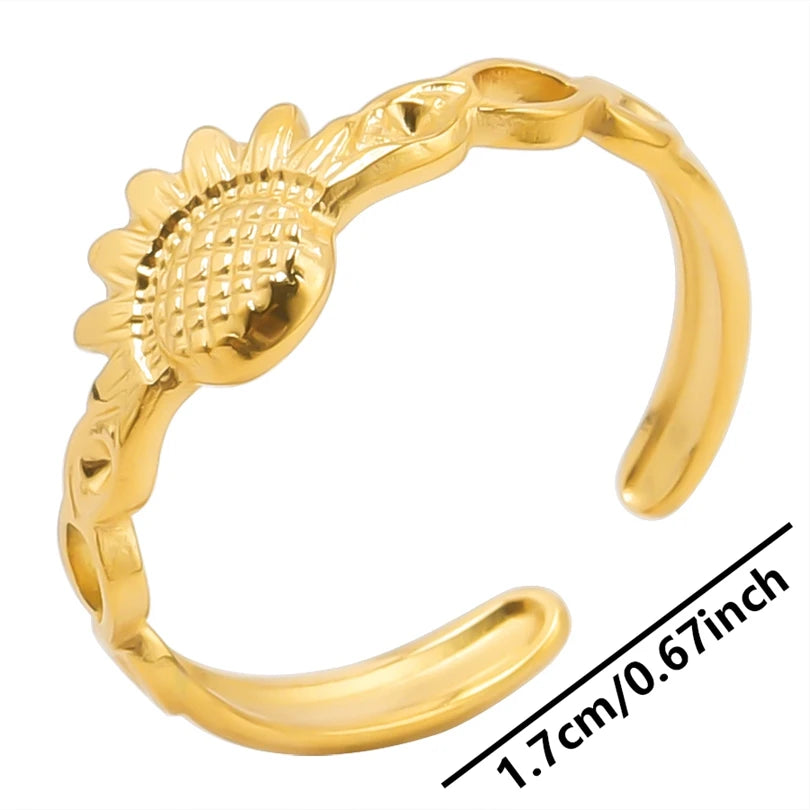 6pcs/lot Wholesale Various Chunky Rings Real Gold Plated Love Abstract DIY Shell Star Sun Bat Shaped Rings Women Jewelry Gifts