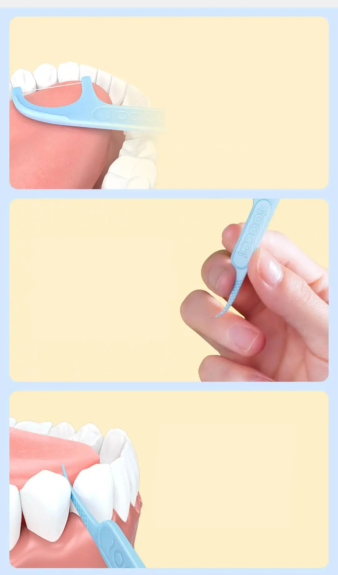 300pcs SOOCAS Professional Dental Flosser Ergonomic Design Food Grade-New/Old Versions Delivered Randomly