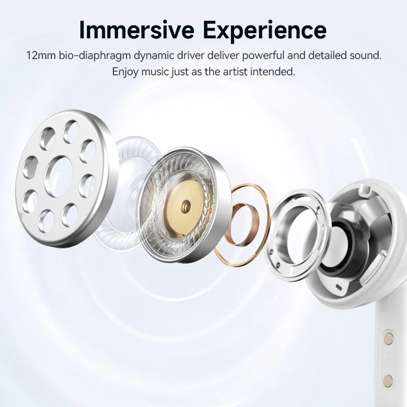 QCY MeloBuds N50 Wireless Earbuds Adaptive Hybrid ANC Bluetooth 5.4 Earphones 6Mics ENC 12mm Dynamic Driver Headphones 28H