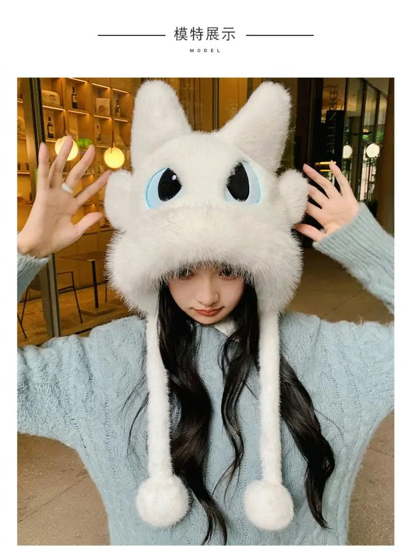 Anime Toothless Creative Hats Winter Warm Plush Hat Comfort Ear Protection Fashion Cute Accessories Cosplay Birthday Gift