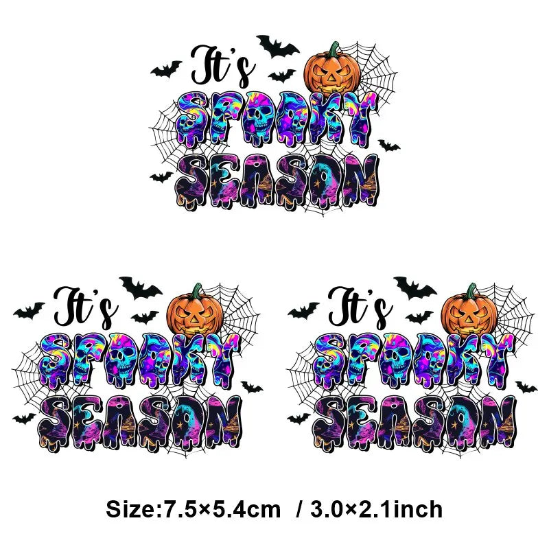 "Halloween is a Life Style"Patch Stickers Iron On Transfers for Clothing Iron Halloween Ghosts Stickers Fusible Applique Badge