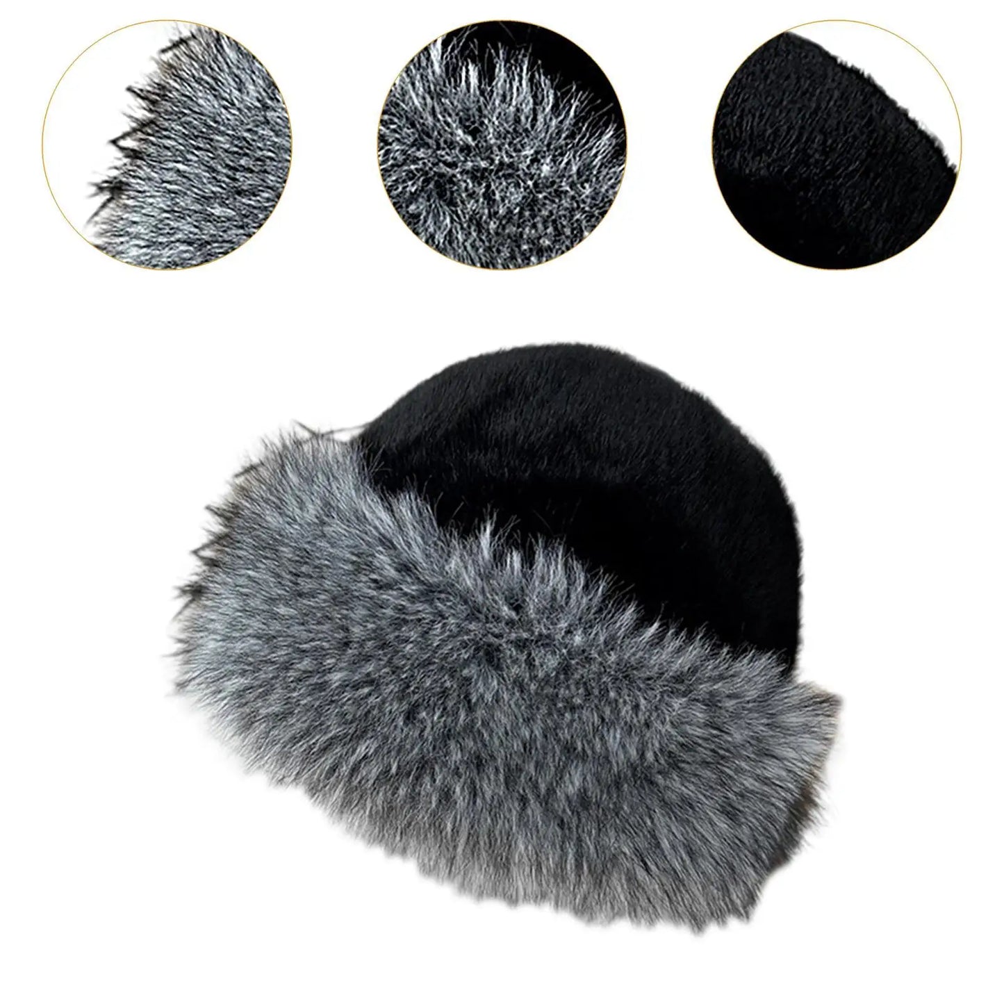Warm Winter Hat for Women Faux Fur Lined Bucket Cap Windproof Fisherman Hat for Walking Travel Hiking Camping Snow