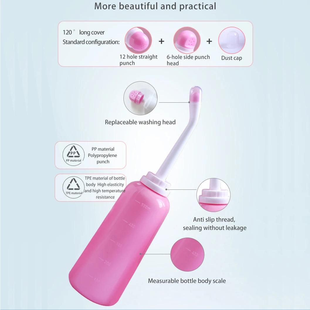 500ml Portable Bidet Spray Handheld Travel Bidet for Pregnant Women Baby Cleansing Water Washer Bottle Baby Showers Mom Bottle