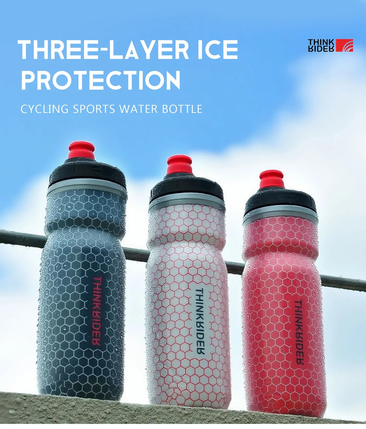 ThinkRider Bike Water Bottle 620ml/21oz Mountain Cycling Water Bottle PP5 Heat-And Ice-protected Bottle Outdoor Sports Cup