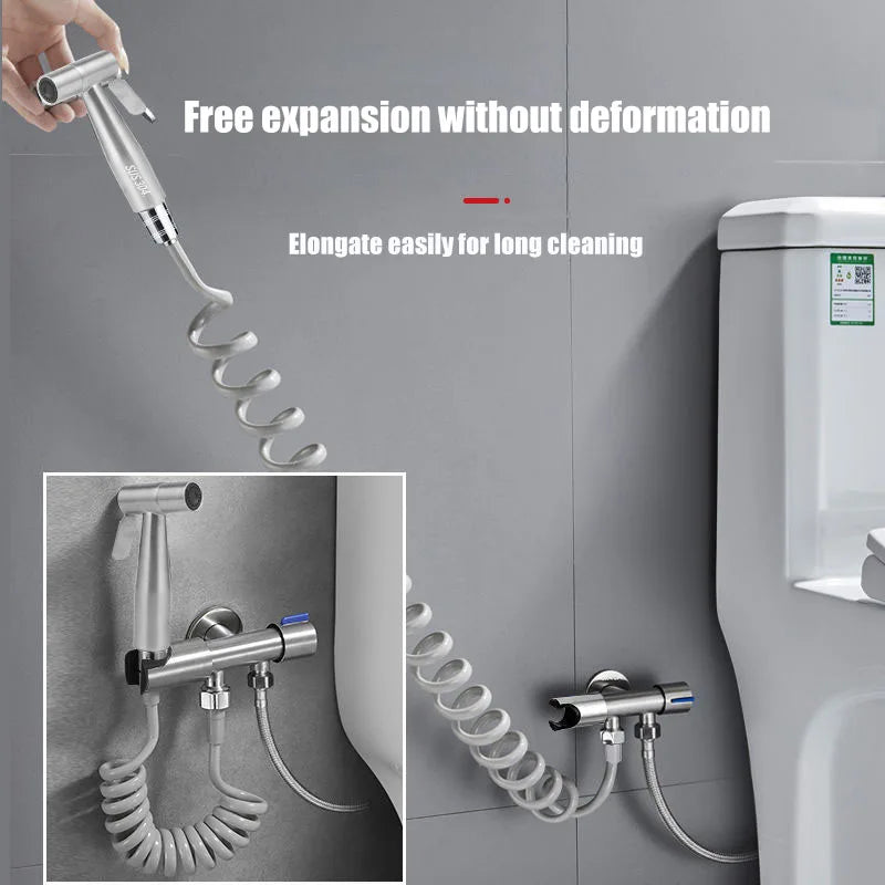 Personal Care Hand Held Spray Portable Bidet Toilet Sprayer Dual Control Angle Valve Stainless Steel Bathroom Accessories Bidets