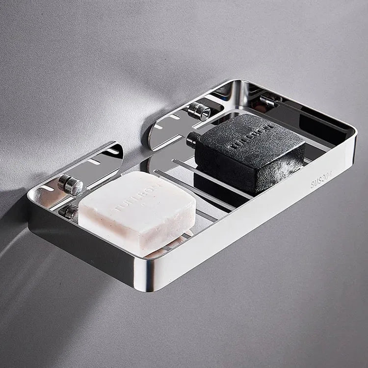 304 Stainless Steel Bathroom Shelf Wall Mounted Soap Sponge Organizer Box Holder Shower Gel Shampoo Storage Rack Accessories