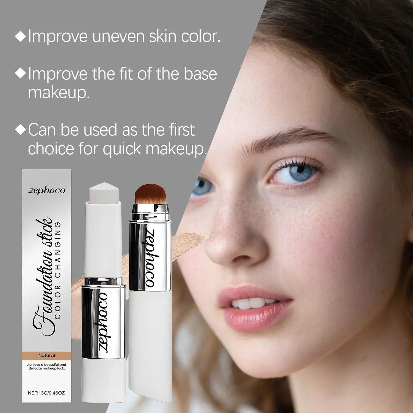 Foundation Stick Natural Persistent No Trace Makeup Feeling Even Skin Tone Invisible Pores Decorate Fine Lines Concealer Stick