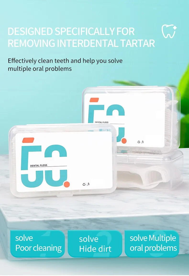 150pcs Dental Floss Plastic Toothpicks-Disposable Cleaning between Teeth-Separate Box-Oral Care