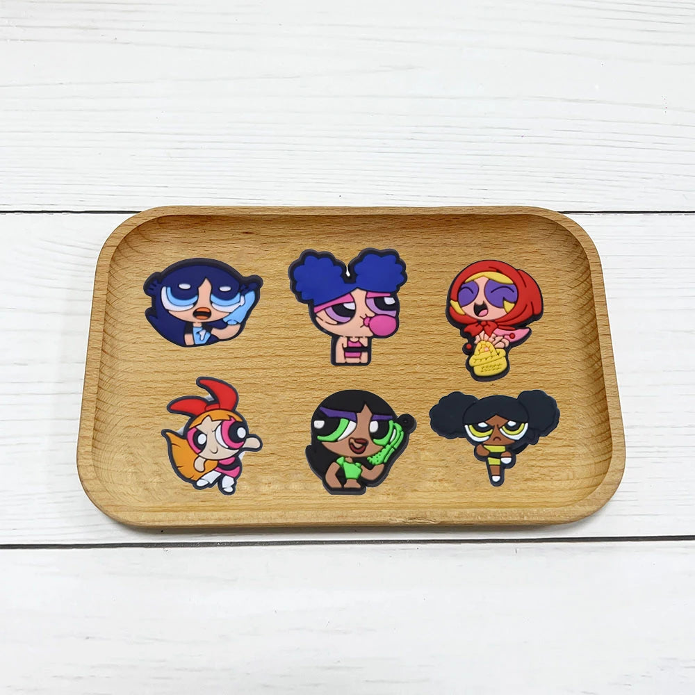1-100pcs Hot Sales Potdemiel Cartoon Flying Girl Series PVC Shoe Charms Accessories DIY Sandal Wristbands Decorations Party Gift
