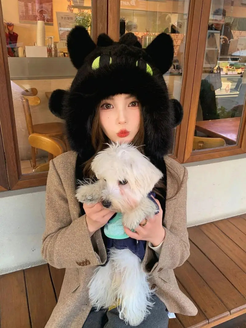 Anime Toothless Creative Hats Winter Warm Plush Hat Comfort Ear Protection Fashion Cute Accessories Cosplay Birthday Gift