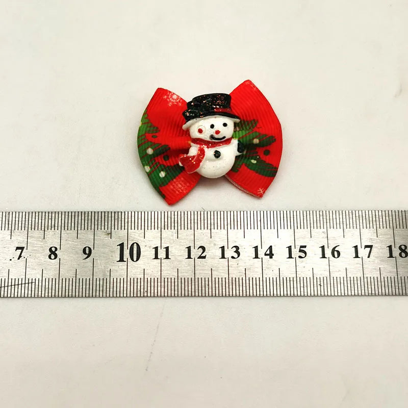 New Puppy Bows 10PCS Christmas Supplies For Small Dogs Cute Dog Hair Accessories Winter Dog Bows With Rubber Bands