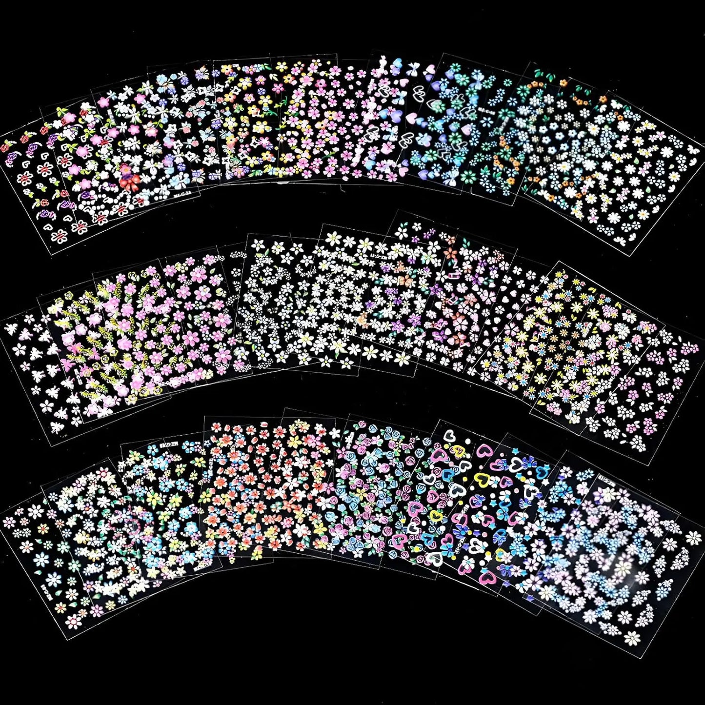 30Sheets 3D Self Adhesive Nail Art Stickers Cute Daisy Floral Heart Flower Nail Decals Decor Supplies for Women Manicure DIY