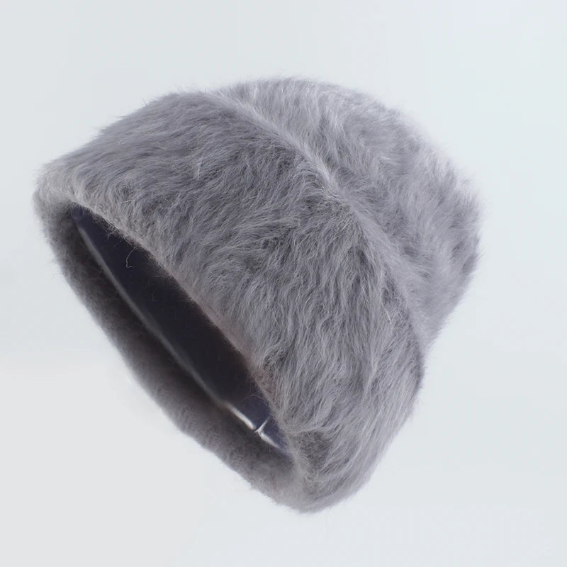 Winter Hats For Women Long Rabbit Fur Warm Beanie Bonnet Female Caps Men Fashion Solid Colors Real Fur Knitted Hat