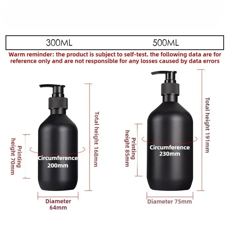 300/500ML Matte Black Liquid Soap Dispenser Refillable Shampoo Conditioner Body Lotion Container for Bathroom Supplies Hotel