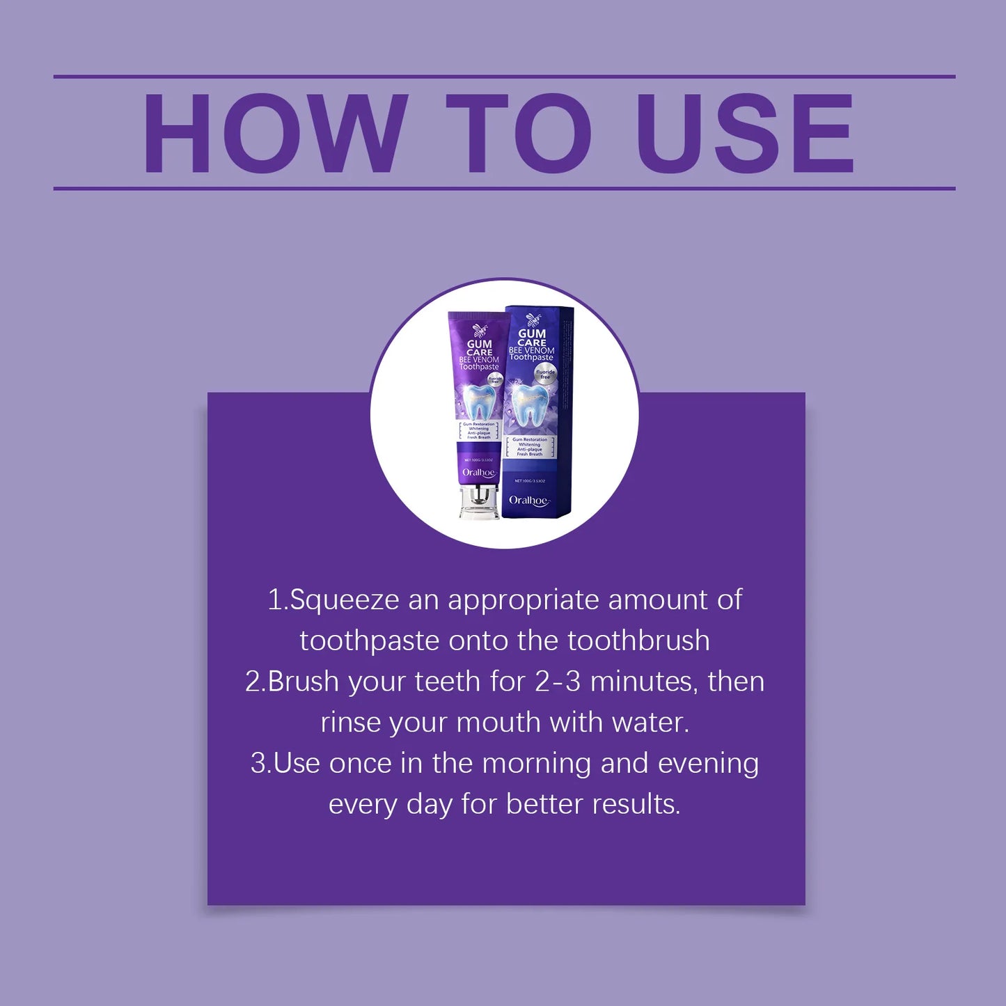 Oralhoe Bee Venom Toothpaste Gum Care Remove Teeth Stains Gum Restoration Dental Plaque Remover for Teeth Whitening Toothpaste