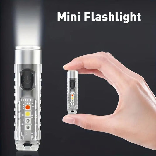 Waterproof Mini Keychain Flashlight 10 Modes Pocket LED Magnetic Flashlight Lightweight Magnetic Base Outdoor Handheld Lamp