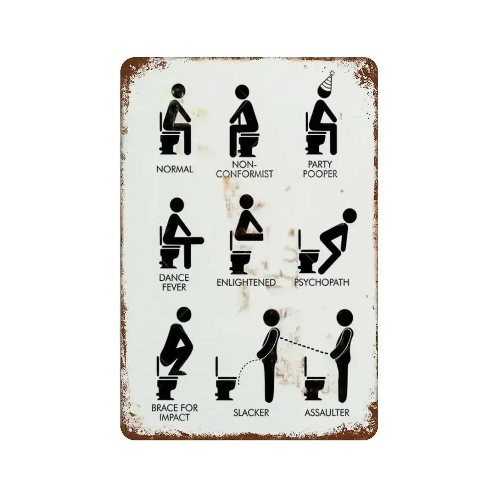 Bar tin painting，Alluring Funny Tin Sign - Retro - Style Toothbrush & Toilet Paper Tin Sign,Designed for Inviting Bathroom