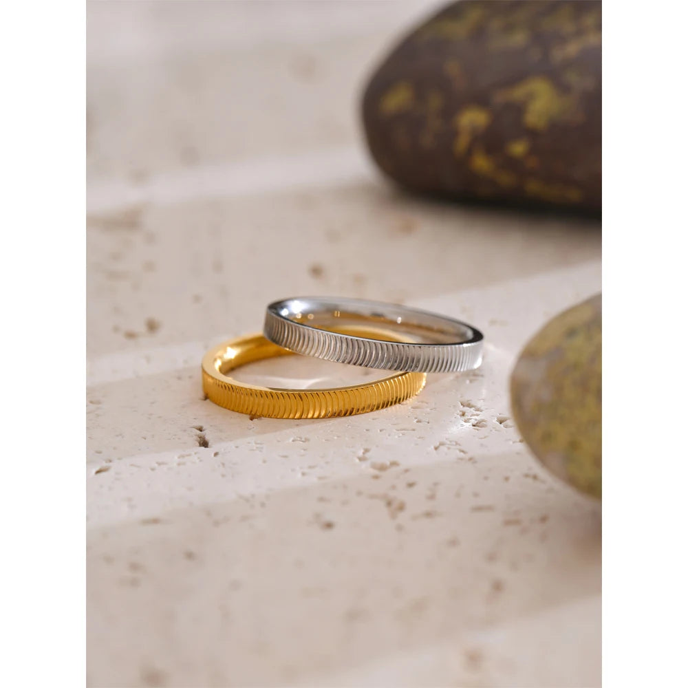 Yhpup Size 6789 PVD Minimalist Polished Metal Round Ring Rust Proof Stainless Steel Exquisite Daily Finger Jewelry for Women