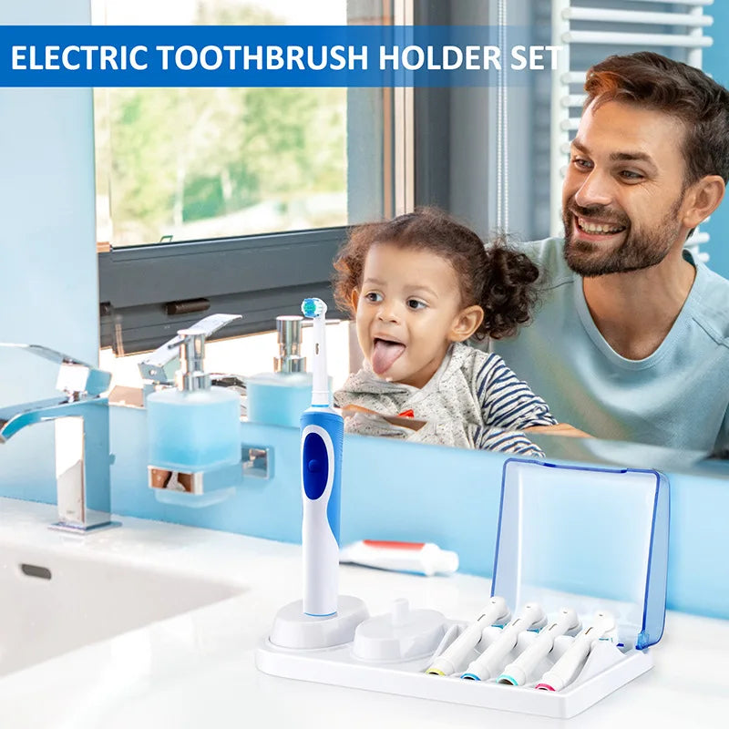 Electric Toothbrush Holder Replacement for Braun Oral B with Brush Head Storage Cover and Charger Base Stand