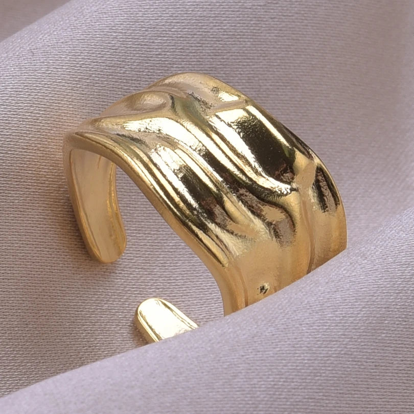 6pcs/lot Wholesale Various Chunky Rings Real Gold Plated Love Abstract DIY Shell Star Sun Bat Shaped Rings Women Jewelry Gifts